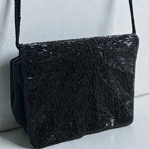 Vintage Jovan Musk Evening Edition Black Beaded Bag Clutch Envelope Bag